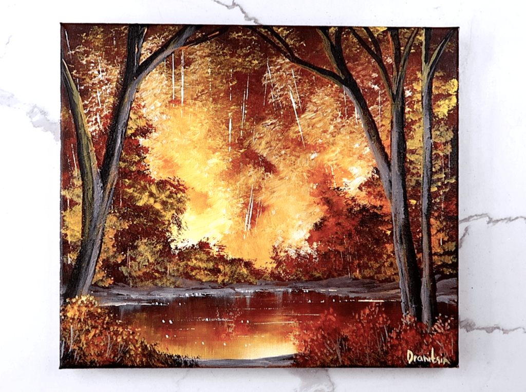 Golden Tranquility | Acrylic Landscape Painting