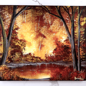 Golden Tranquility: Painting Radiant Light Behind Trees