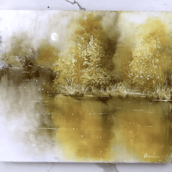 another dimention yellow landscape acrylic landscape painting golden reflections 2