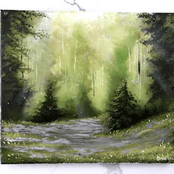 deep forest path acrylic landscape painting by urartstudio.com 2