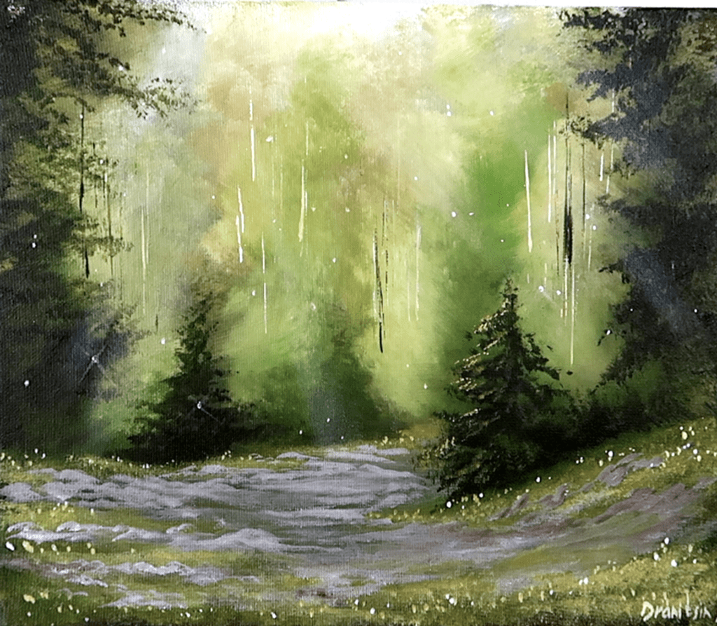 deep forest path acrylic landscape painting by urartstudio.com 2