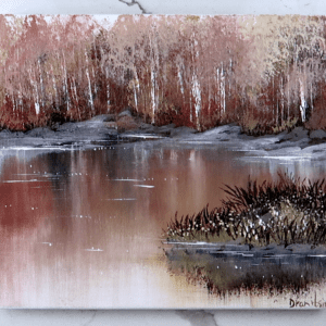 fall season lake acrylic landscape painting by urartstudio 2