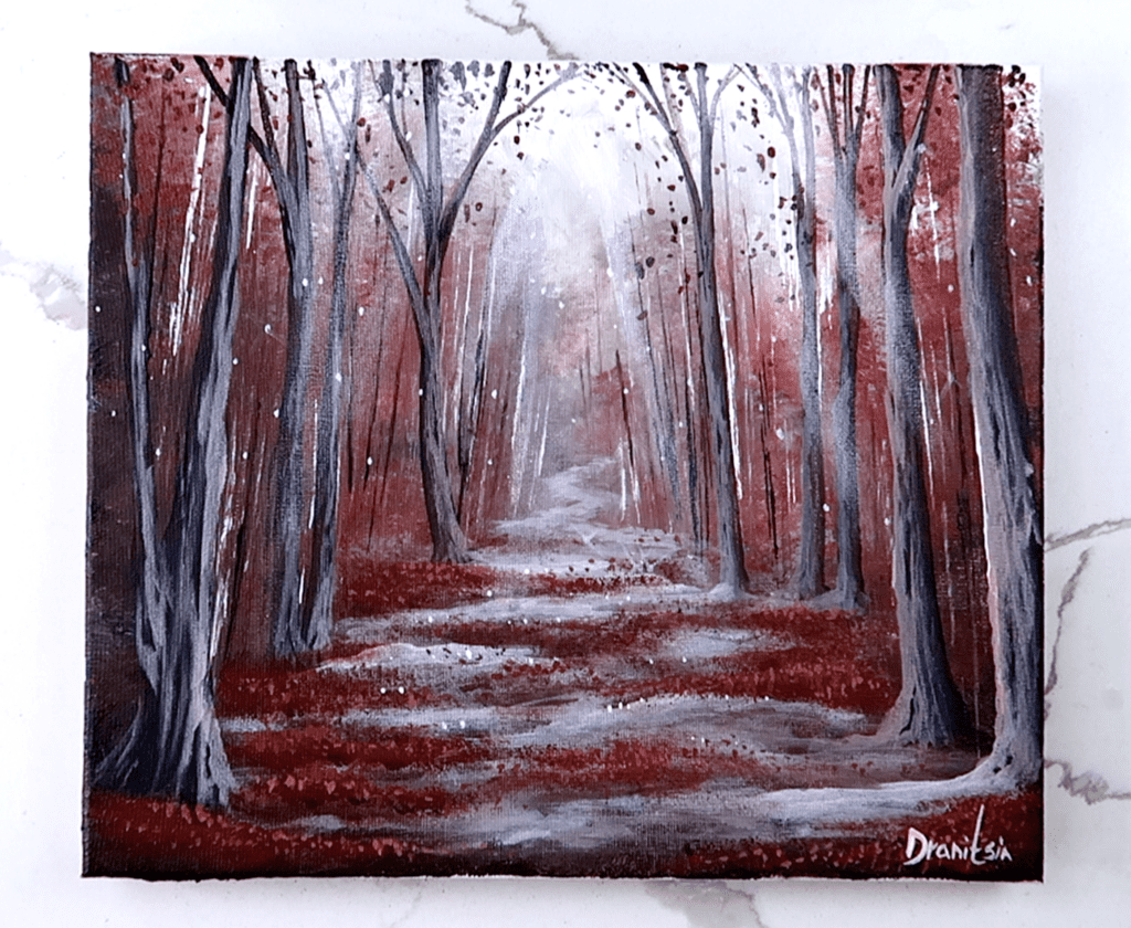 late autumn path acrylic landscape painting by urartstudio.com 2