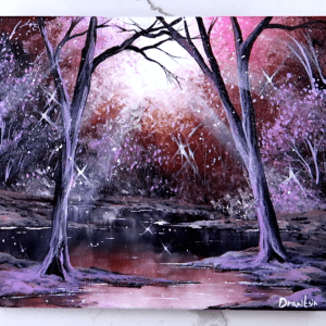 lavender fall acrylic landscape painting by urartstudio.com 1