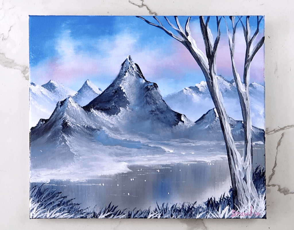  How to Paint Mountain Range on Frozen Lake