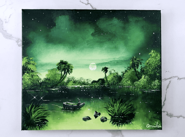 night in the paradise acrylic landscape painting by urartstudio 1