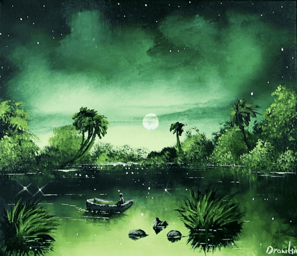 night in the paradise acrylic landscape painting by urartstudio 1