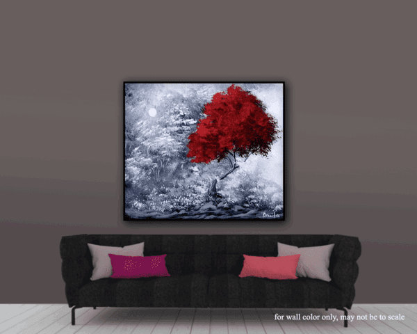 SURROUNDED BY LOVE, RED TREE IN BLACK AND WHITE LANDSCDAPE - Image 5