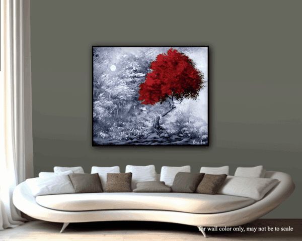 SURROUNDED BY LOVE, RED TREE IN BLACK AND WHITE LANDSCDAPE - Image 4
