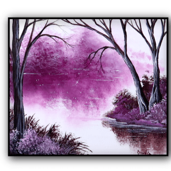 violet mist acrylic landscape painting by urartstudio.com 1