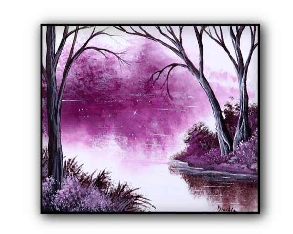 violet mist acrylic landscape painting by urartstudio.com 1