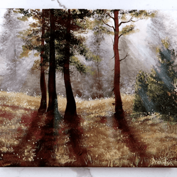 Clump of Pine Trees in Sunlight | Acrylic Step by Step Video Demonstration