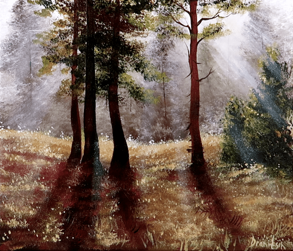 Clump of Pine Trees in Sunlight | Acrylic Step by Step Video Demonstration