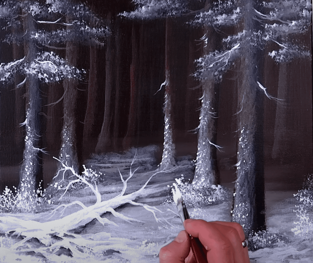 🌲❄️Snow-Covered Fallen Tree | Acrylic Painting demo 🎨 #acrylicpainting #paintingdemo #painting