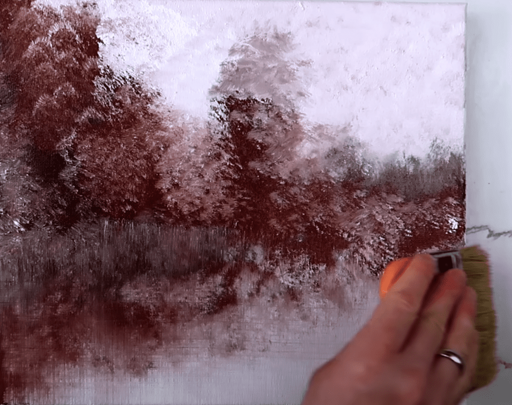 How to paint MISTY MORNING LAKE engulfed in sunshine in under 10 minutes demo | Acrylics