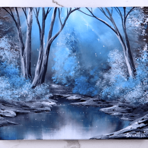 blue landscape acrylic landscape painting by urartstudio.com 2