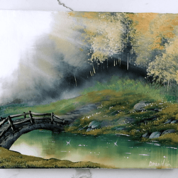 bridge across acrylic landscape painting by urartstudio.com 2