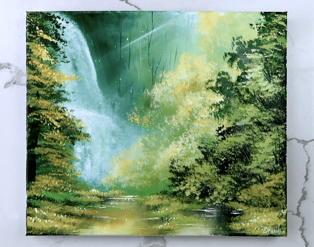 huge waterfall green landscape painting by urartstudio.com 2