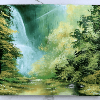 huge waterfall green landscape painting by urartstudio.com 2