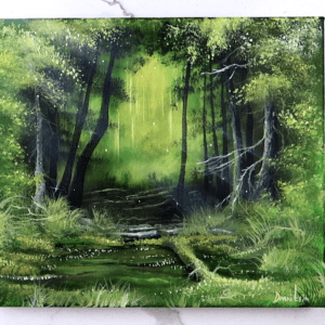 inviting forest depth acrylic landscape painting by urartstudio.com 1