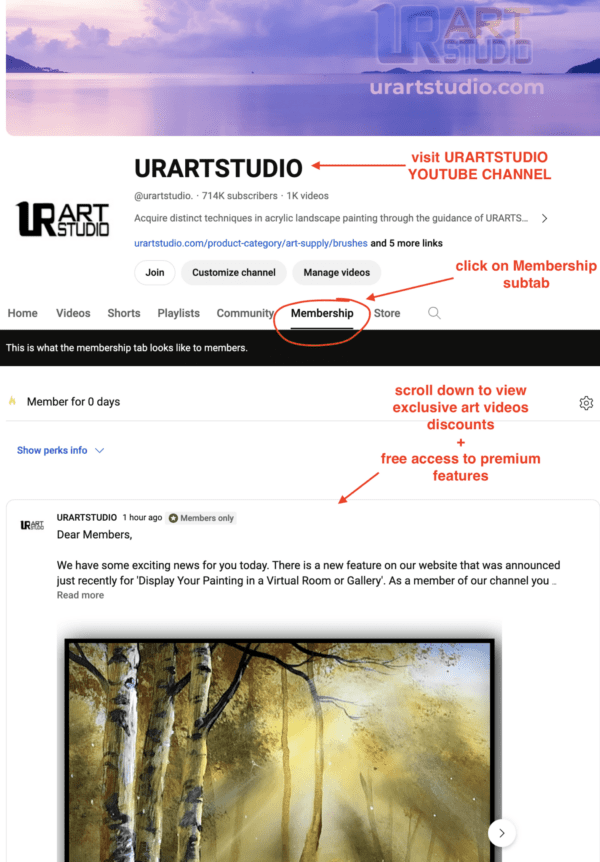 HOW TO ACCESS URARTSTUDIO YOUTUBE MEMBERSHIP VIDEO TUTORIALS AND OTHER BENEFITS AND PERKS