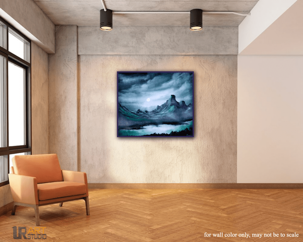 Fog on the Lake by the Mountain acrylic landscape painting by urartstudio.com 5