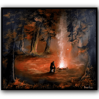 men and fire acrylic landscape painting by urartstudio.com 1