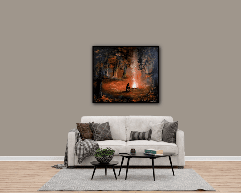 men and fire acrylic landscape painting by urartstudio.com 1