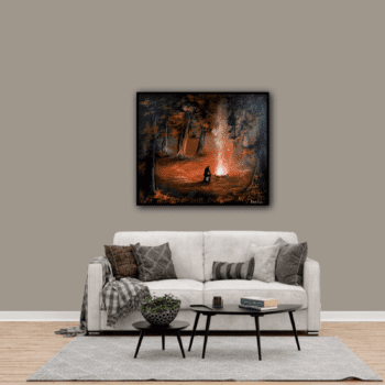 men and fire acrylic landscape painting by urartstudio.com 1