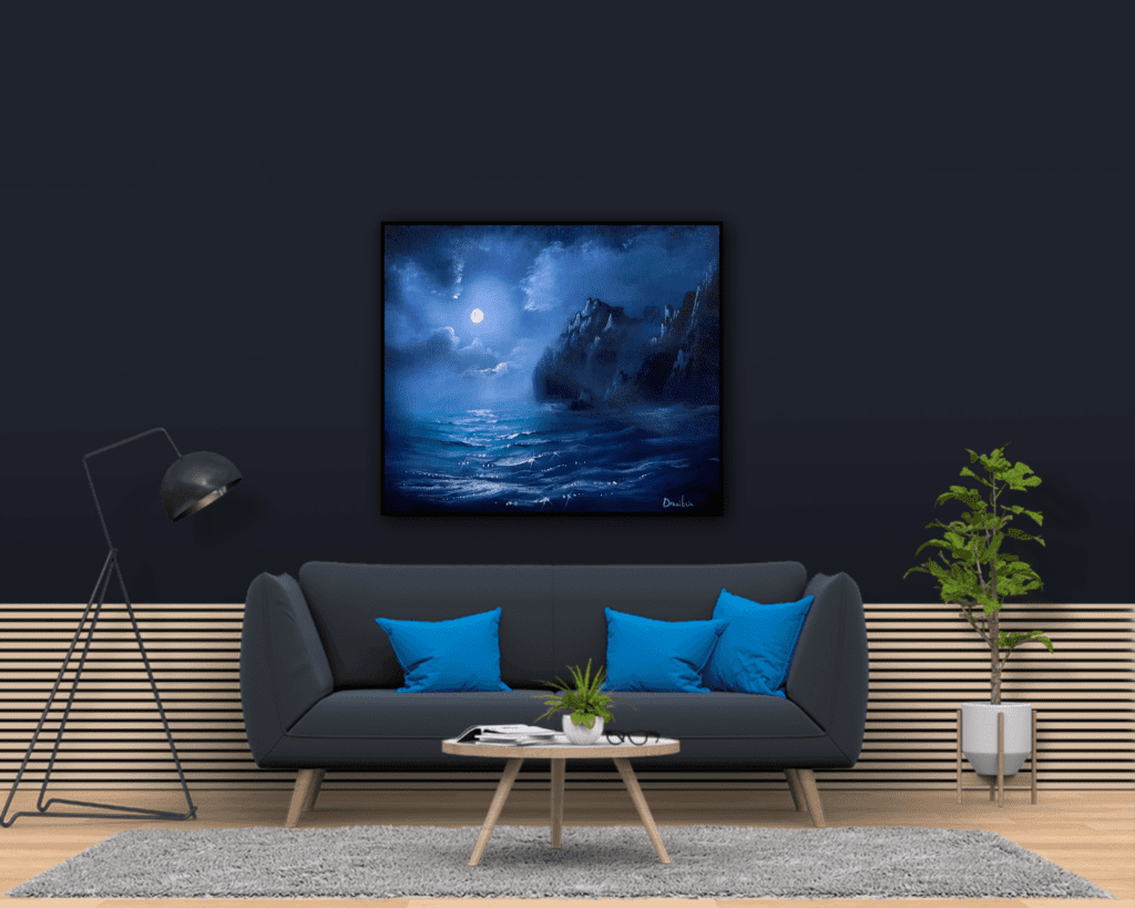 SILENT NIGHT, ACRYLIC SEASCAPE PAINTING BY URARTSTUDIO.COM