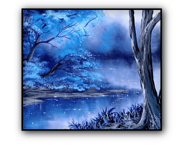 blue hues acrylic landscape painting by urartstudio.com 1