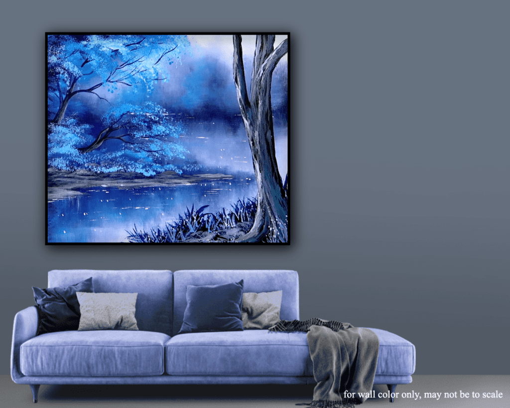 blue hues acrylic landscape painting by urartstudio.com 2