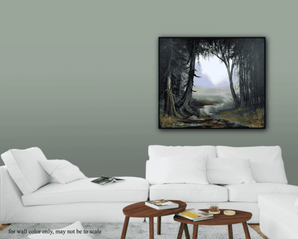 deep forest still water acrylic landscape painting by urartstudio.com 1