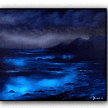 glowing ocean acrylic landscape painting by urartstudio.com 5