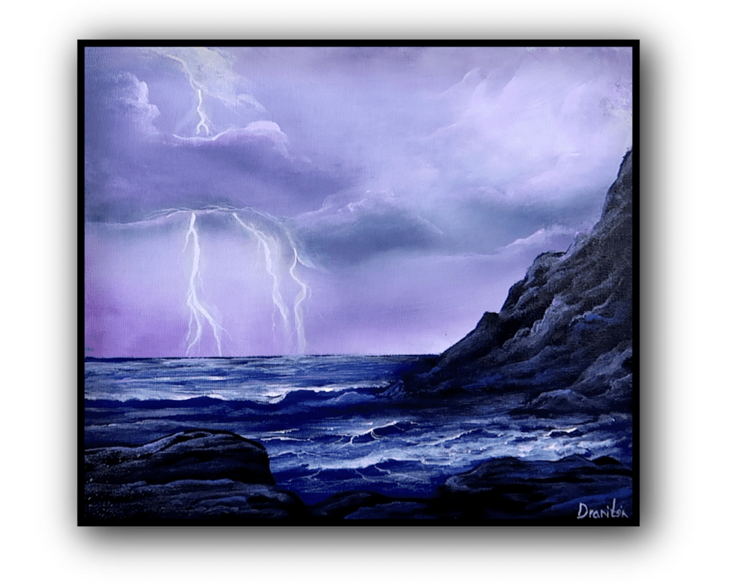 lightning 1 acrylic landscape painting by urartstudio.com 5