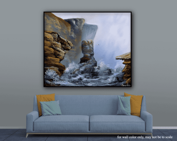 ocean rock formations acrylic landscape painting by urartstudio.com 2