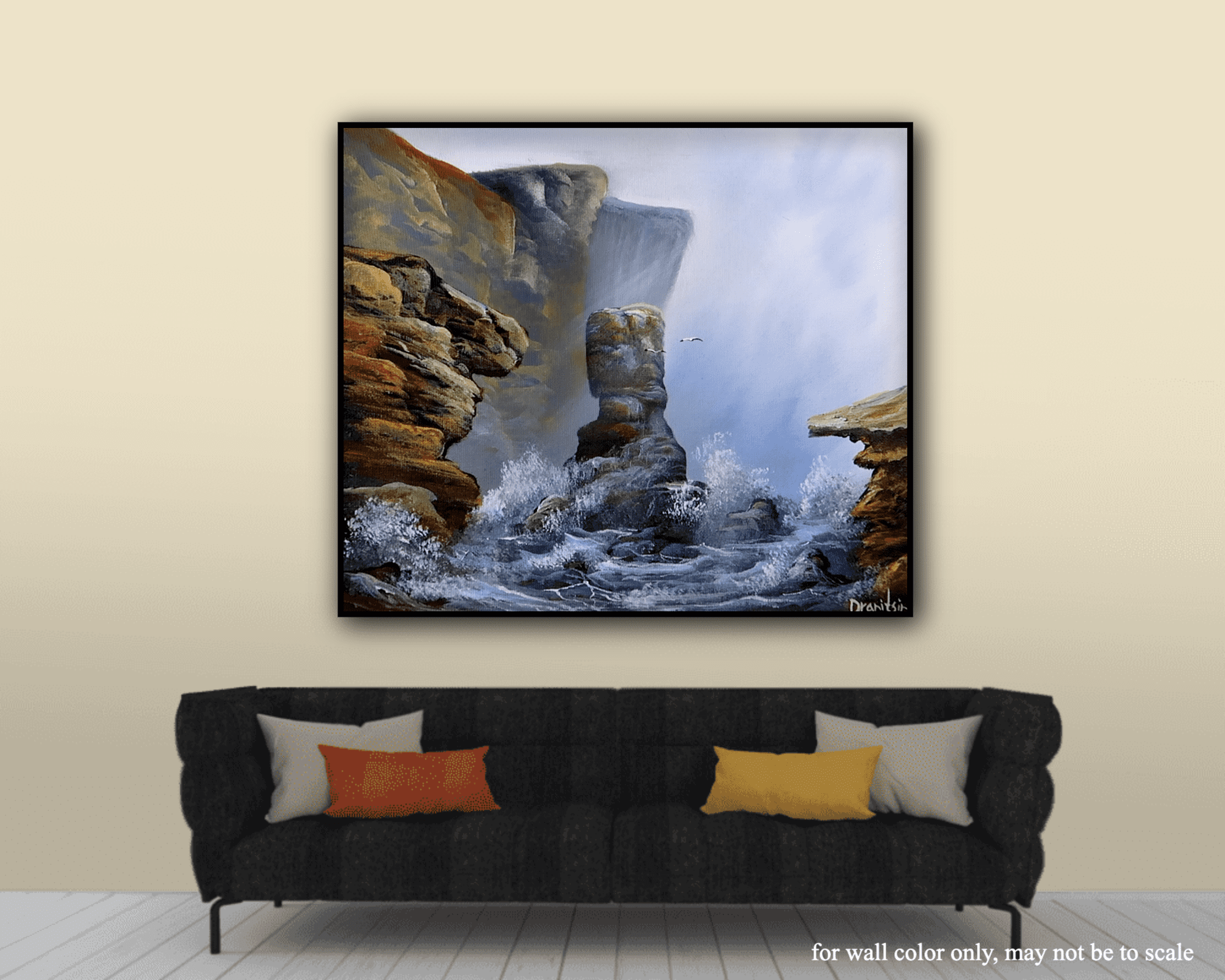 ocean rock formations acrylic landscape painting by urartstudio.com 2