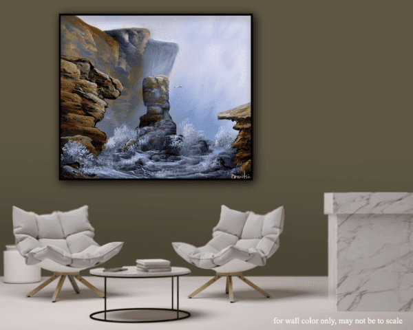 ocean rock formations acrylic landscape painting by urartstudio.com 2