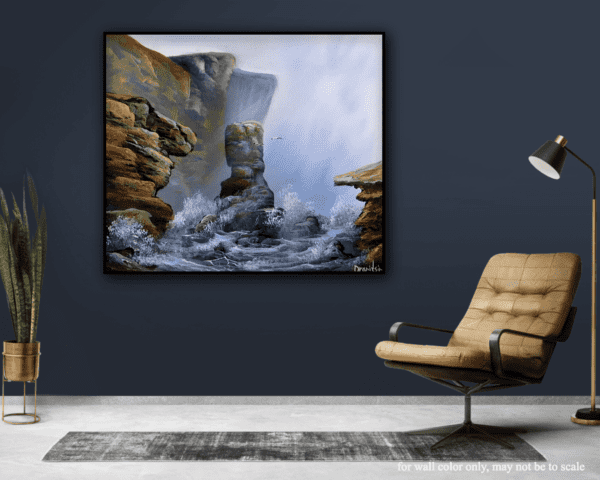 ocean rock formations acrylic landscape painting by urartstudio.com 2