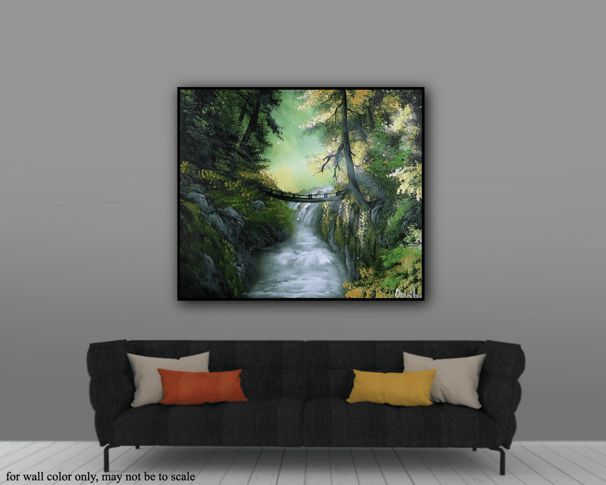 sunny side of the waterfall acrylic landscape painting by urartstudio.com 5