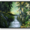 sunny side of the waterfall acrylic landscape painting by urartstudio.com 5