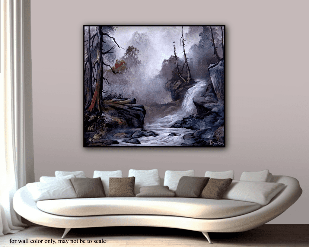 Waterfall Rocky Cliff | Guided Step by Step Acrylic Painting Tutorial for Beginners