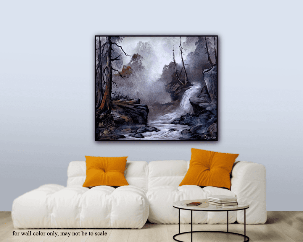 Waterfall Rocky Cliff | Guided Step by Step Acrylic Painting Tutorial for Beginners