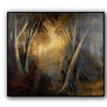 light through the trees landscape acrylic painting by urartstudio.com 1