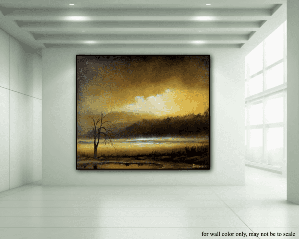 shimmering lake in sunset acrylic landscape painting by urartstudio.com 5