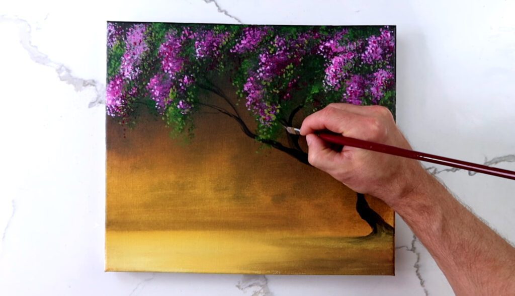 Bougainvillea Tree Acrylic Painting Tutorial: Narrated Step-by-Step Journey to Vibrant Beauty