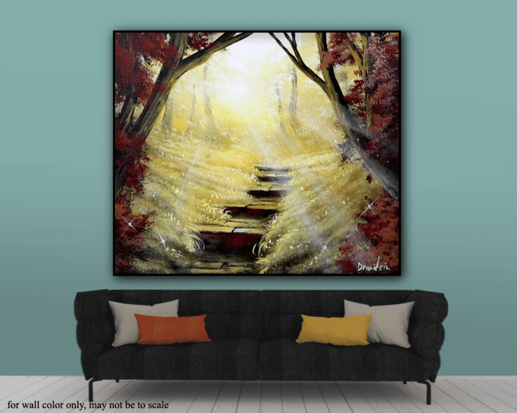 Painting a Stairway into a Sunlit Forest | Narrated acrylic step by step landscape painting tutorial