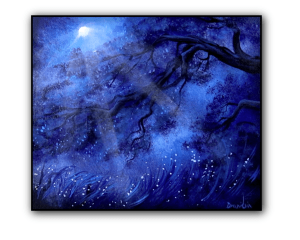 bowing to the moon acrylic landscape painting by urartstudio.com 1