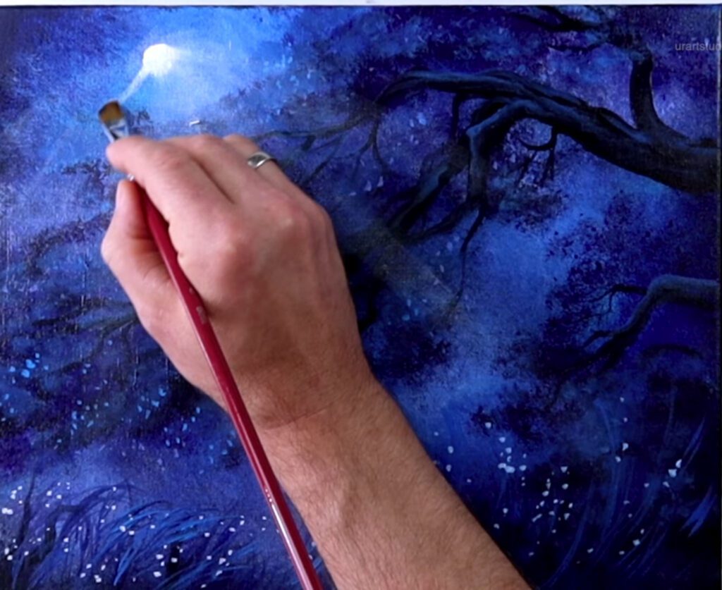 bowing to the moon step by step acrylic painting tutorial 43