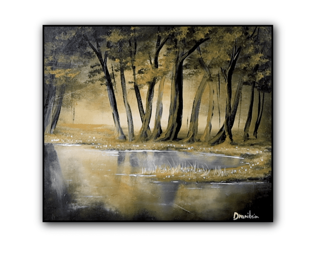 yellow glow acrylic landscape painting by urartstudio.com 1